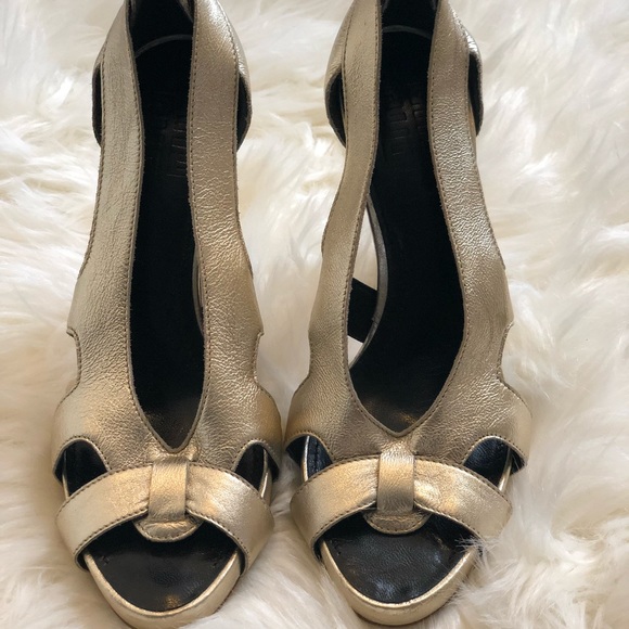 Givenchy Gold Open Toe Heels - Picture 5 of 8